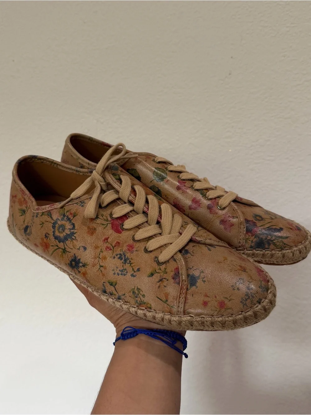 NEW Patricia Nash Emiliana Espadrille Lace-Up Floral Leather Sneakers